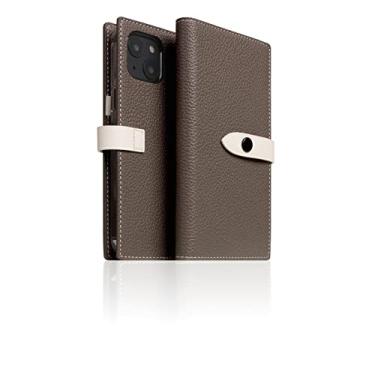 Imagem de SLG Capa carteira de couro compatível com iPhone 14 Plus, edição D8 Diário de couro de flor integral, porta-cartões com caixa de presente, feita à mão e projetada para iPhone 14 Plus (creme Etoffe)