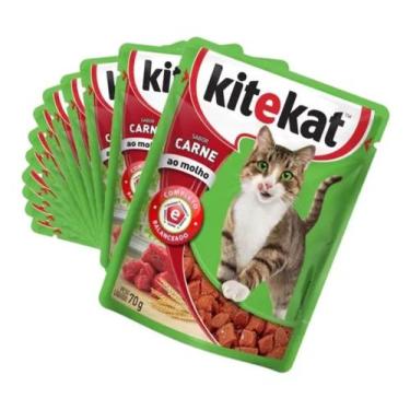 Imagem de Ração Úmida Gatos Carne Ao Molho Sachê 70g 24un Kitekat