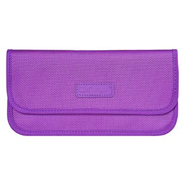 Imagem de Wisdompro Bolsa Faraday, bolsa com bloqueio de sinal RFID, capa carteira para proteção de privacidade de celular e chave de carro, antirastreamento, antiespionagem - roxa