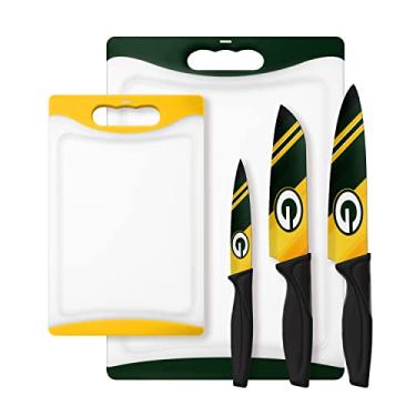 Imagem de The Sports Vault NFL Green Bay Packers Conjunto de 5 facas e tábua de corte