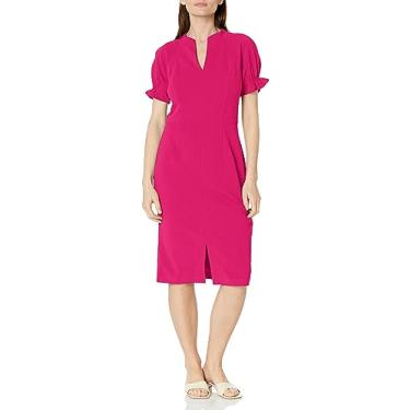 Imagem de Maggy London Vestido feminino elegante com gola entalhada e bainha para escritório, Cabaret, 36