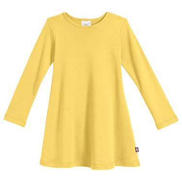 Imagem de City Threads Vestido de manga comprida para meninas 100% algodão – Escola infantil, brincando, festas – Feito nos EUA, Amarelo, 4T