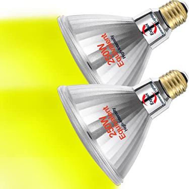 Imagem de Lâmpada de inundação LED PAR38 amarelo equivalente de 250W de nível comercial Explux, vidro completo externo à prova d'água e antienvelhecimento, regulável, luz de cor amarela, pacote com 2