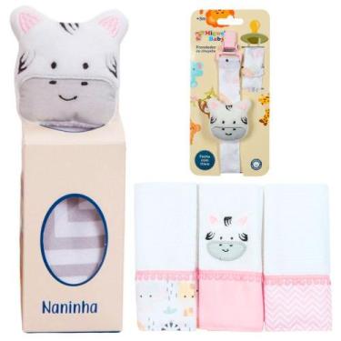 Imagem de Naninha + Prendedor de chupeta + Fralda de Boca Zebrinha - Miguel Baby
