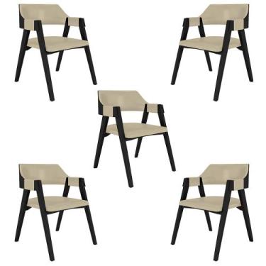 Imagem de Kit 5 Cadeiras Sala de Jantar e Jogos Carteados Madeira Maciça Poker P