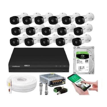 Imagem de Kit 16 Câmeras Intelbras Multi Hd 1120b Dvr 16 Canais Com Hd