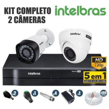 Imagem de Kit cftv intelbras completo 2 câmeras ahd 720p dvr 4 canais