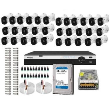 Imagem de Kit Cftv Dvr 32 Canais Intelbras 1232mhdx 32 Câmeras Hd 720p