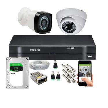 Imagem de Kit Cftv 2 Câmeras Segurança Bullet/Dome Ir Dvr Mhdx Intelbras C/Hd