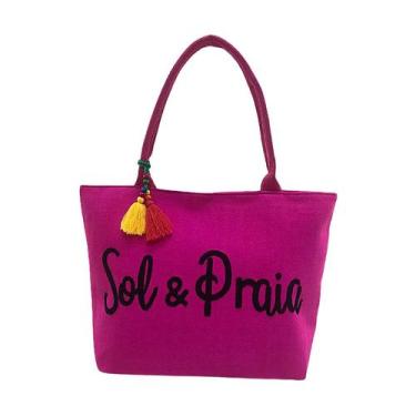 Imagem de Bolsa de Praia Neon Rosa Pink Feminina Viagem Verão Piscina Resistente