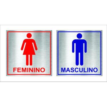 Imagem de Kit Placa Banheiro 20x20cm Masculino/Feminino - MJS