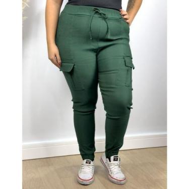 Imagem de Calça Feminina Plus Size Bengaline Cargo com Bolso Lateral Moda Plus S