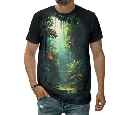 Imagem de Camiseta Caminho Na Floresta Árvores Plantas Selva Natureza - Darkwood