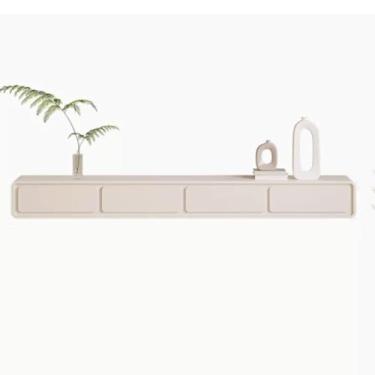 Imagem de Armário de TV montado na parede flutuante 78,7/220 cm armário de TV com gavetas, centro de entretenimento montado na parede com armazenamento e prateleira aberta, suporte de mesa de console de mídia