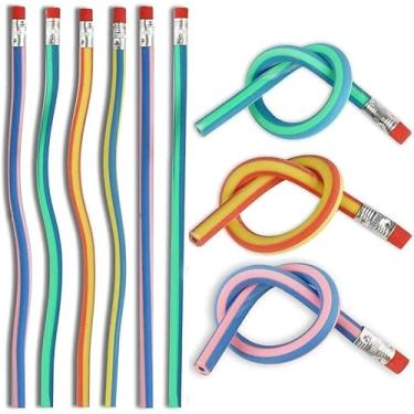 Imagem de 1 lápis de cor mista macio dobrável borracha divertida dobra macia artigos de papelaria legal Stati lápis padrão Student R4H2 Woodcase Lead Pencil