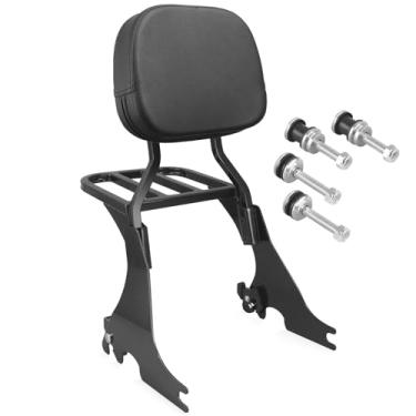 Imagem de NOVALLA Encosto de passageiro destacável Sissy Bar com bagageiro e kits de ferragens de ancoragem adequado para Harley Sportster XL 883 1200 2004-2024 (preto)