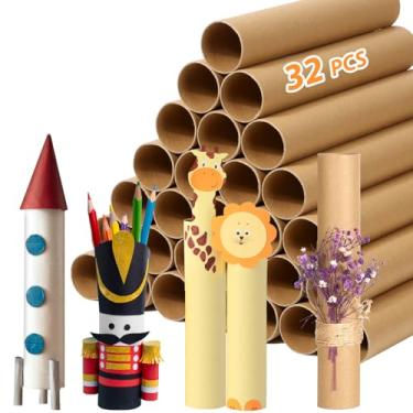Imagem de MAPVOLUT Pacote com 32 Tubos de Papelão para Artesanato- Papel de Enrolar Marrom- 1,7x10", Rolos de Papel Higiênico Vazios para Tubos de Artesanato, Suprimentos para Artesanato, Pa (, Marrom)