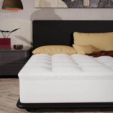 Imagem de Epitex Top de colchão Cloud Top Queen Size 7,6 cm – Travesseiro de pelúcia extra grosso e fofo para cama queen, respirável, refrescante e com design de bolso profundo de 20 a 40 cm, parte inferior