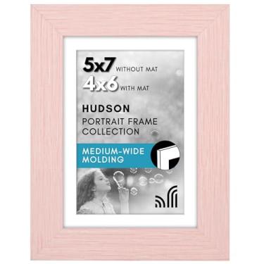 Imagem de Americanflat Porta-retrato 12 x 18 cm com vidro resistente a estilhaços - Use como moldura de 10 x 15 cm com tapete ou moldura de 12 x 18 cm sem tapete - Coleção Hudson - Moldura rosa envelhecida para