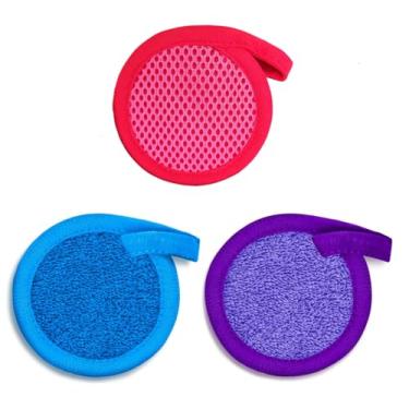 Imagem de Removedor de maquiagem esfoliante facial - 3 peças de pano de microfibra removedor de cravos faciais, almofadas reutilizáveis para remoção de maquiagem dos olhos, lenços de limpeza facial para mulheres, homens - Toalhetes esfoliantes para acne