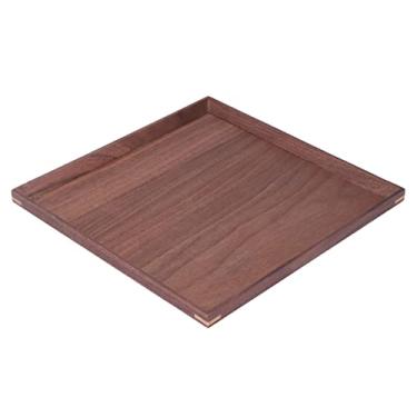 Imagem de Bandeja Quadrada, Bandeja de Madeira Rústica, Bandeja de Servir Estilo Chinês Clássico para Decoração de Mesa, Bandeja de café da manhã, Bandeja de Armazenamento (M (59 cm/23,2