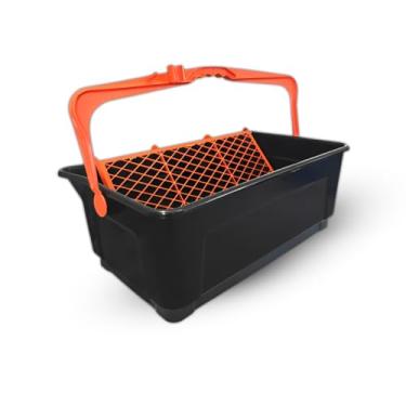 Imagem de Caçamba De Pintura Reforçado P/Rolos De 46cm Capacidade 25l Profissional - Preto e Laranja