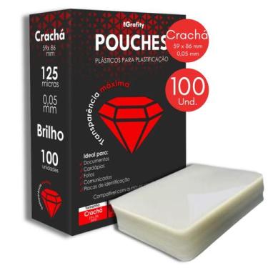 Imagem de Plástico para Plastificação Crachá 59x86 mm 100 und Polaseal Pouches -