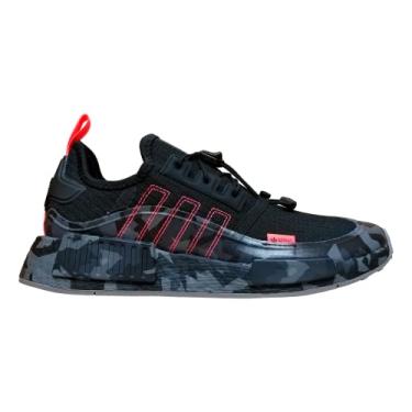 Imagem de adidas Originals Tênis masculino NMD_r1, Preto/camuflado/vermelho, 8.5
