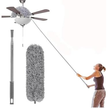 Imagem de Espanador De Pó dobrável com microfibras cabo retrátil extensor limpeza de casa poeira-THREE BROTHERS
