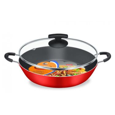 Imagem de Paellera Reforçado Com Tampa De Vidro Vermelha - Dona Chefa