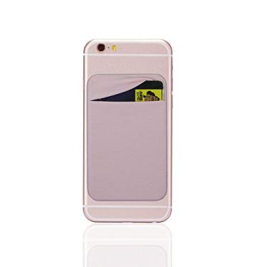 Imagem de Magic Vosom Suporte seguro para cartão em lycra carteira com suporte para iPhone 6 7 Samsung Galaxy e Blu, smartphones rosa