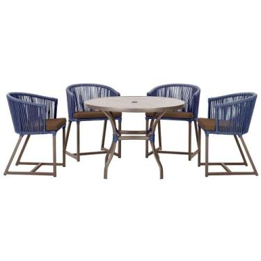 Imagem de Mesa com 4 Cadeiras de Jantar Roma 100cm e Noronha em Aluminío Marrom 