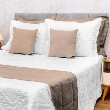 Imagem de Kit 5 Peças Decoração Sala Peseira Super King Size Piquet Cama Posta L