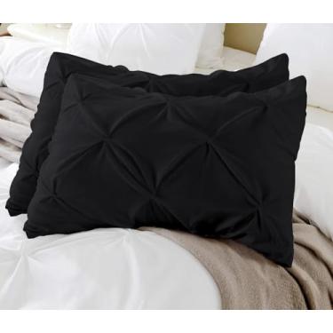 Imagem de Super Soft 500 TC Euro Sham Covers Conjunto de 2 fronhas quadradas decorativas 100% algodão egípcio macio para a pele (preto, pitada Euro 66 x 66)