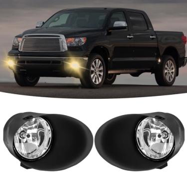 Imagem de SINYATO INDUST Faróis de neblina compatíveis com Toyota Tundra 2007-2013, conjunto de farol de neblina dianteiro, lâmpadas de halogêneo, substituição estilo OEM, lente transparente (1 par)