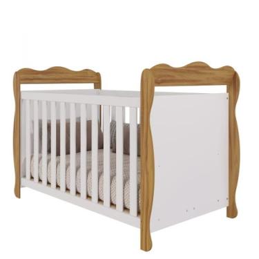 Imagem de Berço Infantil Lisi - Moveis Peroba - Peroba Móveis, Amendoa/Branco 