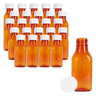 Imagem de Frascos de medicamento líquido oval âmbar de plástico genérico, 60 g, (25 unidades), tampa resistente a crianças/tampa de segurança, frasco dispensador de receita de farmácia