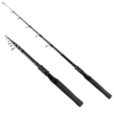 Imagem de RESTCLOUD Vara De Pesca Telescópica, Dobrável, Giratória Portátil Para Água Salgada E Doce, Fibra Carbono, Design Leve Compacto (Extensão Total 2 Metros)