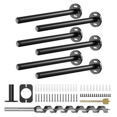 Imagem de Crafterspirit 6 Peças De Suportes Prateleira Parede, Suporte Flutuante Resistente, Oculto, Invisível, Preto, Prateleira, Decorativo, Flutuante, Hardware Prateleir