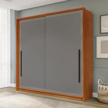 Imagem de Guarda-Roupa Casal Valência 2 Portas 2 Gavetas Freijó/Cinza - Politorno