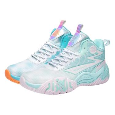 Imagem de Bolognifi Tênis de basquete masculino, calçados esportivos, design antiderrapante respirável, amortecimento leve, calçados casuais de treinamento presente(Orange Pink,34 BR)