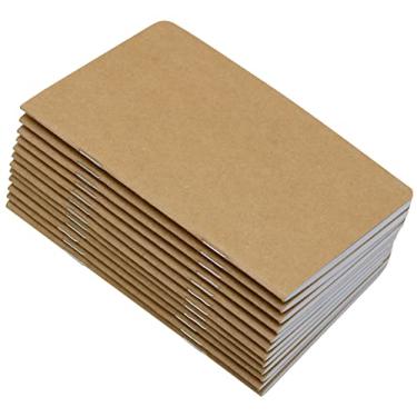 Imagem de Caderno de bolso marrom Yansanido, pacote com 12 notebooks de 8,9 cm x 14 cm, conjunto de notebook de bolso pequeno portátil, mini bloco de notas em branco, 32 folhas - 64 páginas em branco (12 unidades)