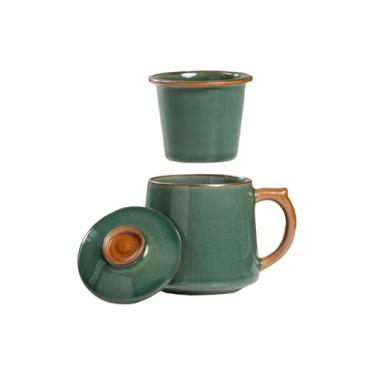 Imagem de HAFTOLYR Xícaras de chá de cerâmica, canecas de infusor de chá, xícara de chá com infusor e tampa, brilhante e colorida para fazer chá, café e outras bebidas, com uma capacidade de cerca de 400 ml