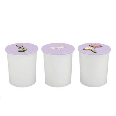 Imagem de Trio de Potes Kit Higiene Bebê Quarto Lavável Flores - Neném na Nuvem,