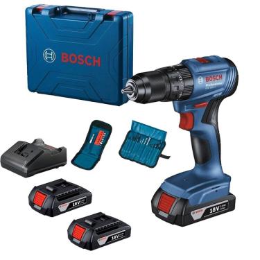 Imagem de Furadeira e Parafusadeira à Bateria com Motor Brushless Bosch 18v GSB 185-LI  e 2 Baterias