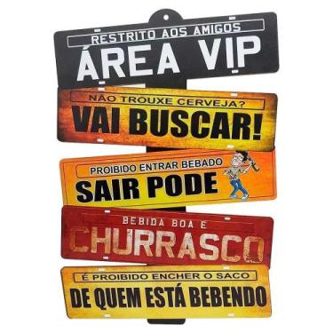 Imagem de Placas De Carros 5 Frases ativas Parede Área Vip Churrasco - Retrofenn