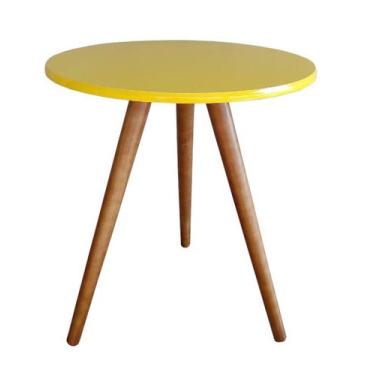 Imagem de Mesa Tati Pé palito Mesinha Lateral Canto Tampo 52cm Amarelo - JT HOME