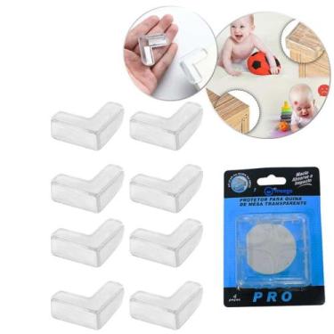 Imagem de Kit 8 Protetor Quina Móveis Canto Silicone Com Adesivo Cola P Mesa Vid