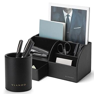 Imagem de Vlando Organizador de mesa, organizador de mesa, material de volta às aulas para mesa, suporte de armazenamento de documentos e carta para pendurar na mesa, com seção organizadora de gavetas, para