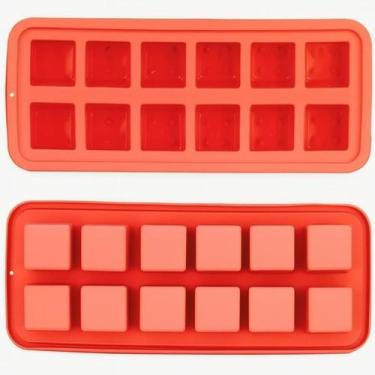Imagem de Forma de Gelo Silicone Fundo com Detalhe Dominó 12 Cubos Quadrado Form